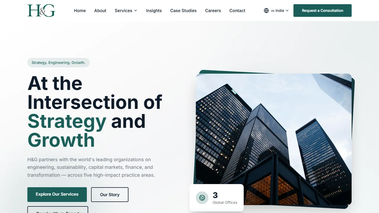 H&G website home page: At the intersection of strategy and growth
